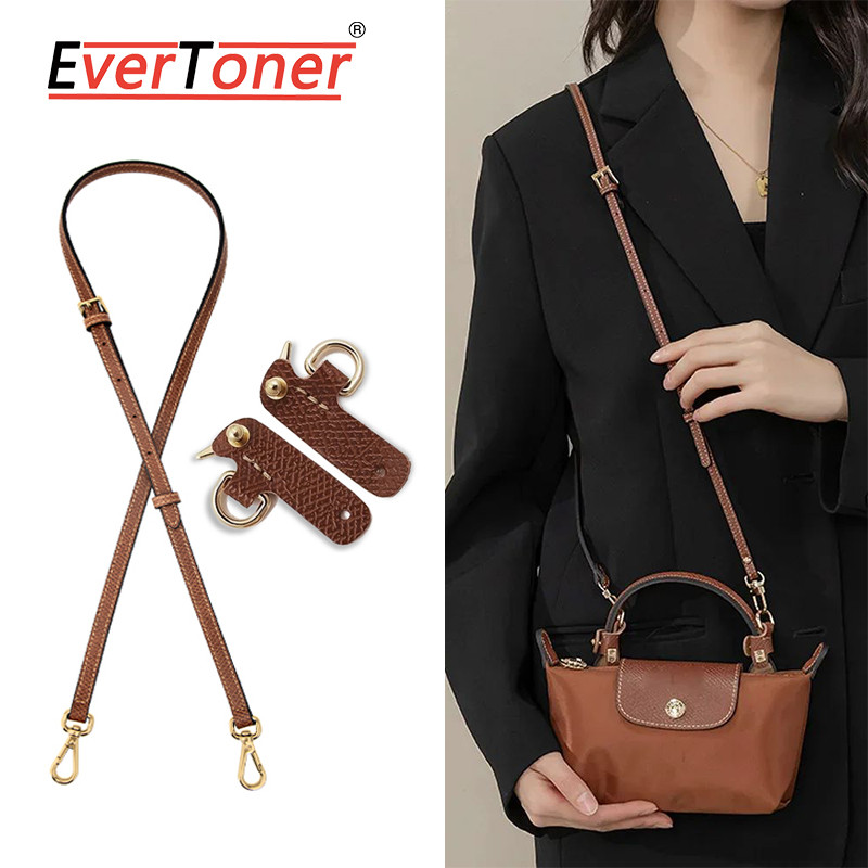 EverToner Leather Crossbody Strap for Longchamp mini Bag, No Punch Modification