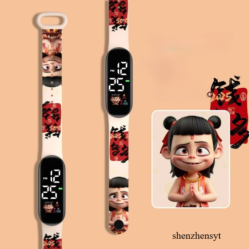 ใหม่ Nezha Naohai ขายร้อนอะนิเมะพิมพ์น่ารักนักเรียนชายและหญิงแฟชั่น LED กันน้ํา Touch สร้อยข้อมือนาฬิกา