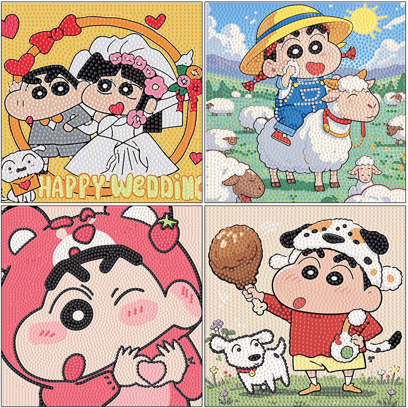 Shin-chan ภาพครอสติสคริสตัล ภาพวาดเพชร diamond painting DIY ภาพวาดเพชร/ภาพปักเพชร/ภาพวาดปักเพชร ภาพติดเพชรพร้อมกรอบรูป