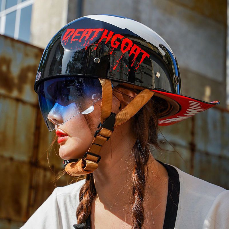 รถจักรยานยนต์หมวกกันน็อคย้อนยุคครึ่งหมวกกันน็อคเปิดตักหมวกกันน็อครถจักรยานยนต์เจ้าชายหมวกกันน็อคผู้ชายผู้หญิง