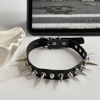 Punk Gothic Rivet Choker สร้อยคอ Harajuku หนังสีดําสร้อยคอเครื่องประดับอุปกรณ์เสริม