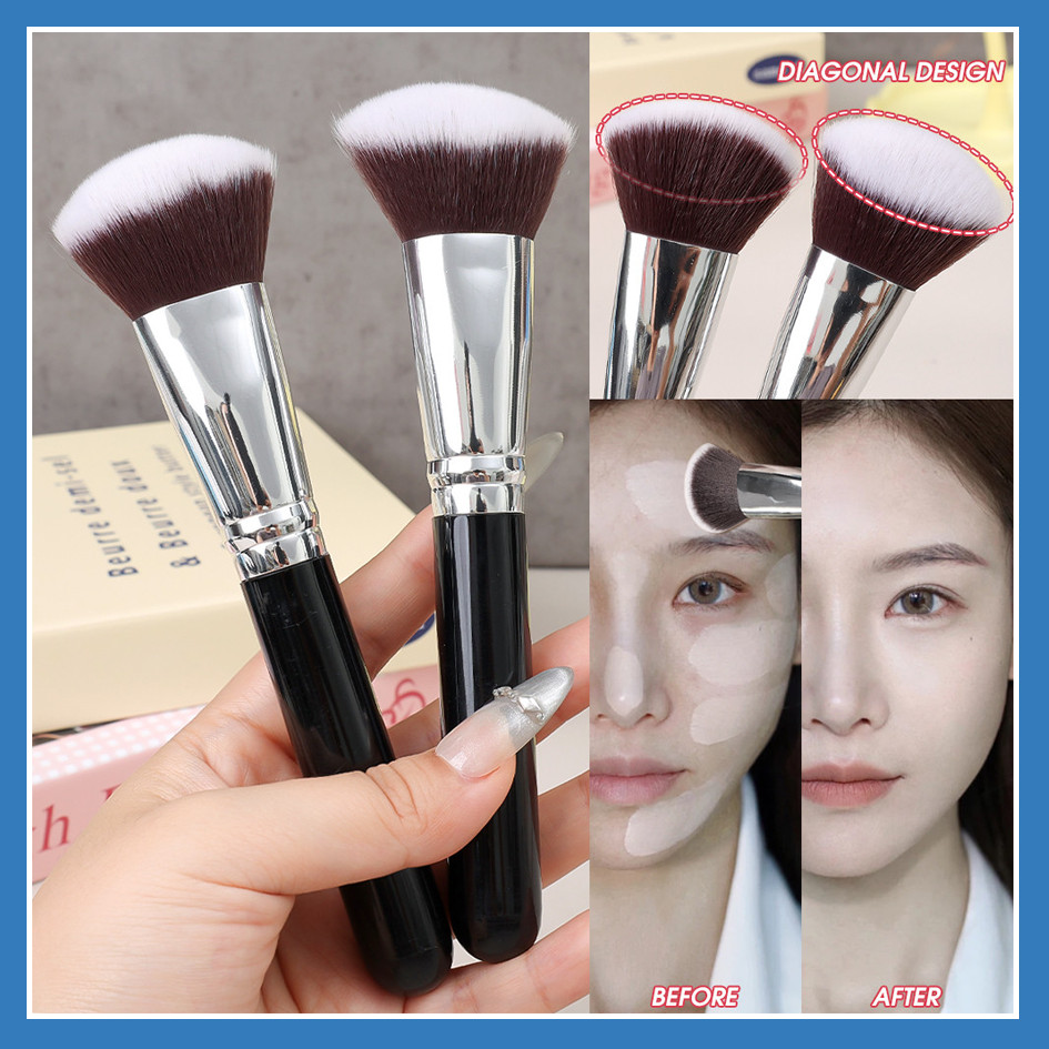 24🔥1pcs เอียงแปรงแต่งหน้า - บางเฉียบ Precision นุ่มไฟเบอร์ - สำหรับใบหน้า, รองพื้น, แป้ง, คอนซีลเลอร