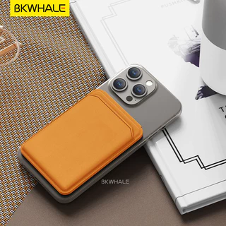 BKWHALE หนังกระเป๋าสตางค์สําหรับ Magsafe ผู้ถือแม่เหล็กสําหรับ iPhone 17 16 15 12 13 14 Pro Samsung S25 S24 S23 Ultra