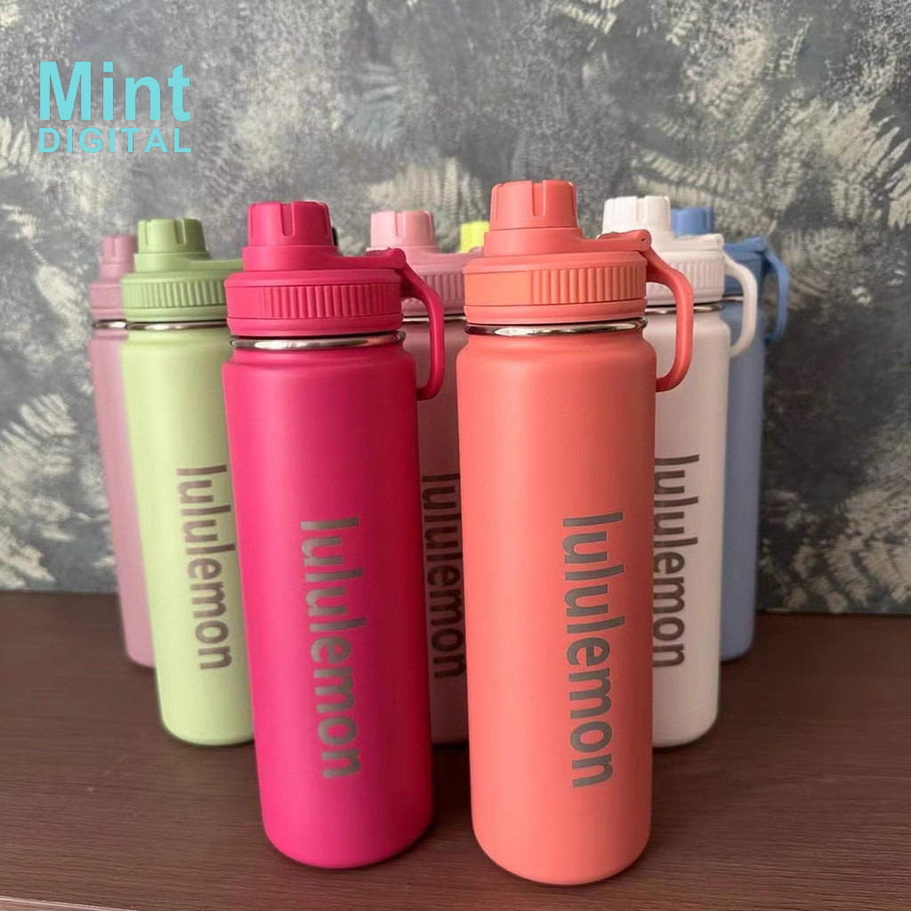 Lululemon ขวดน้ํา Back To Life ขวดน้ํากีฬา 24Oz 710ml ฉนวนถ้วยสูญญากาศ Tumbler สแตนเลสกาแฟ Termos ถ้