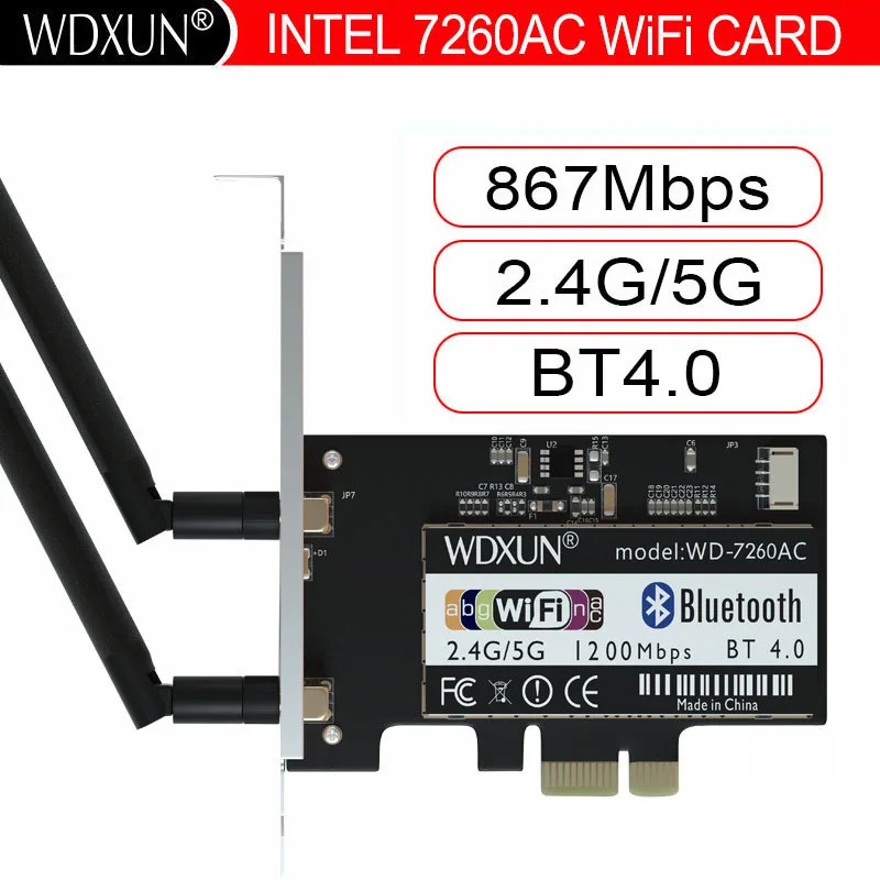 PCi Express 7260AC 2.4G/5G Dual Band 7260HMW 867 Mbps ไร้สาย PCI-E Wi-Fi บลูทูธ 4.0 7260 WIFI CARD เ