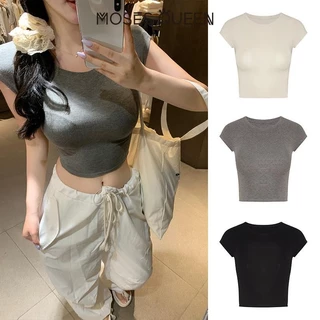 < MOSESQUEEN > เสื้อสูทสั้นทรงกลม คอปก เสื้อผ้าสตรีแบบสวมใส่ได้หลากหลาย ตัวย่อ กระโปรงเอวแบบนาฬิกา แขนสั้น สำหรับผู้หญิง #62169