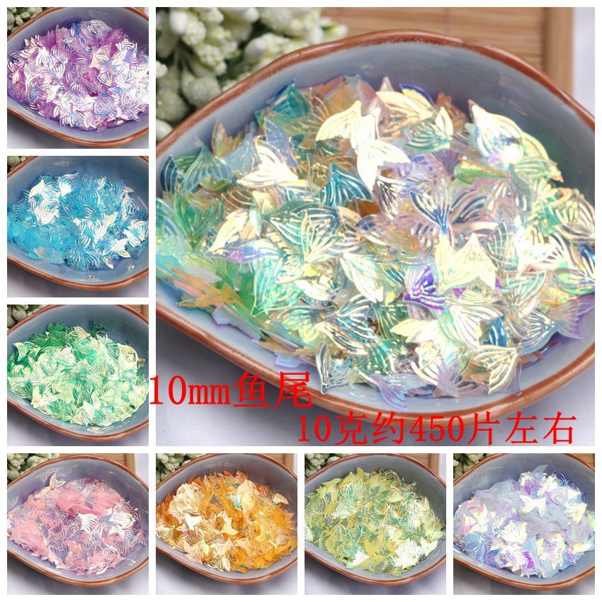 หางปลาสีทองใส ประดับเลื่อมสไตล์นางฟ้า แต่งตาแบบนางเงือก เลื่อม DIY ขวดเรซินทำมือ