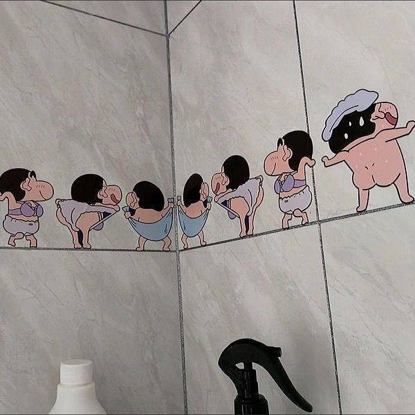 Crayon Xiaoxin Cartoon Stickers Wall Stickers Bathroom Happy Day Toilet Tile Home Stickers Bathroom 