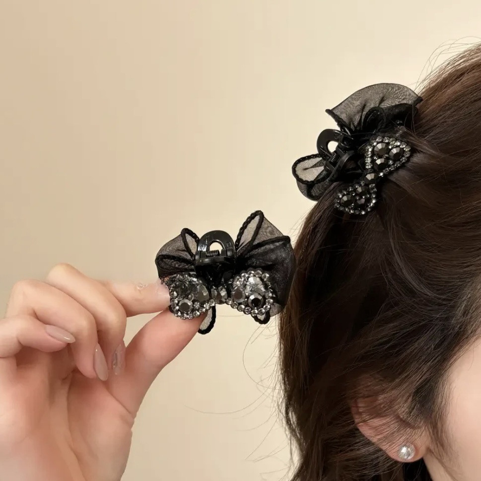 Ab Face Gauze Rhinestone Butterfly Bangs Clip กิ๊บติดผมหัก