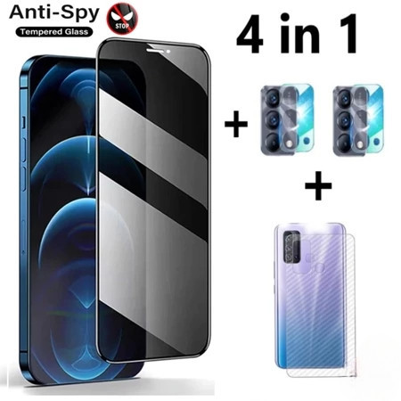 4in1 Anti-Spy ความเป็นส่วนตัวกระจกนิรภัย HUAWEI Y7A Y6P Y7P Y8P Y6 Y7 Y9 Y9S Y6S Y9A Prime PRO 2019 