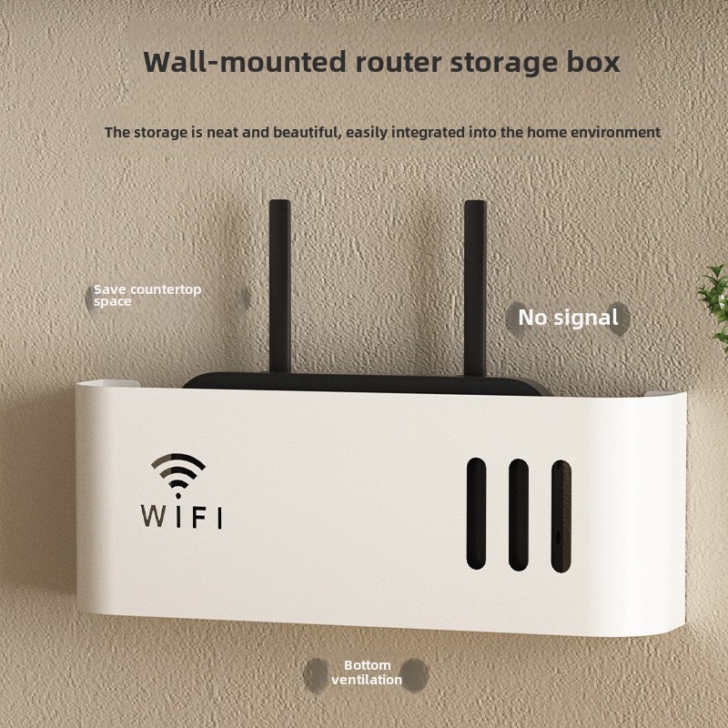 กล่องเก็บอุปกรณ์ WiFi ที่เก็บเราเตอร์ อุปกรณ์จัดระเบียบ กล่องรับสัญญาณ WiFi แบบไม่ต้องเจาะ ฝาครอบไร้สาย ตกแต่งสายไฟ WiFi