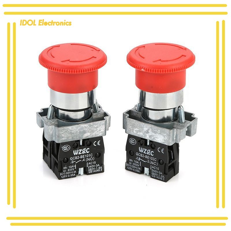 ราคาถูก! อีเมอเจนซี่สวิทซ์ สวิทซ์ตัดไฟ สวิทซ์ปิดฉุกเฉิน emergency stop switch no nc ส่งทุกวัน