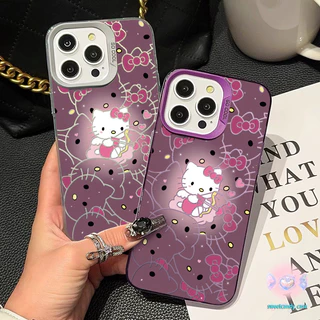🚚จัดส่งในพื้นที่🚚เคสคุณภาพสูง สว่างสีม่วง Hello แมวเคธี สําหรับ IPhone 16 15 14 13 11 12 7/8plus Pro Promax XR XS