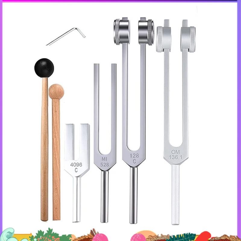 ชุดส้อมปรับ Super 4 ชิ้น (128Hz, 136.1Hz, MI 528Hz, 4096Hz),สําหรับ Healing Chakra,Sound Therapy,Rel