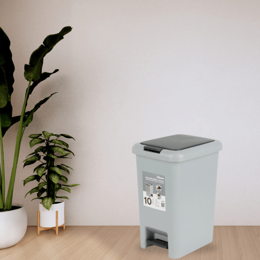 LOCAL789 ICLEAN ถังขยะเหยียบเหลี่ยม Prensa 15 ลิตร รุ่น TG51789G ขนาด 31x22x38.5 ซม. สีเทา ร้านอยู่ใ