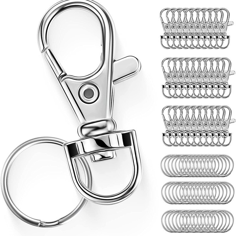 20-60PCS พวงกุญแจ Carabiner ตะขอกับพวงกุญแจ Key Carabiner ตะขอกุ้งก้ามกรามพวงกุญแจเครื่องประดับ DIY หัตถกรรม