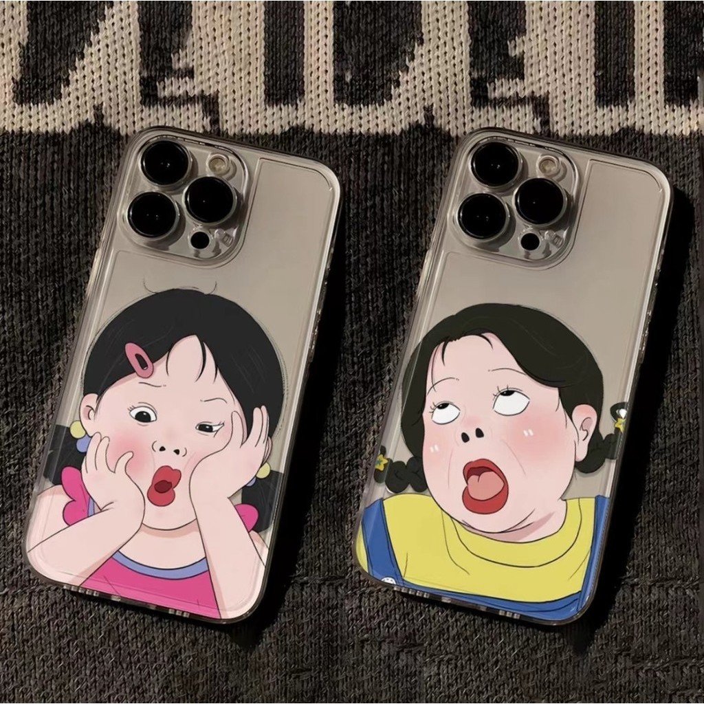 เคส iphone hone 11 12 13 14 15 plus Pro Max iphoneX Xr Xs Max 7 plus การ์ตูนน่ารักและตลกสาวน้อย เคสโทรศัพท์ TPU สดและนุ่ม ทนทาน