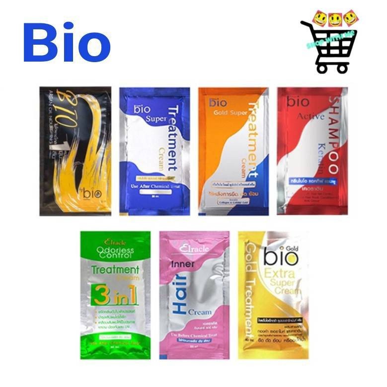 (ซอง) กรีนไบโอ Green Bio ไบโอ ทรีทเม้นท์ ซอง super treatment Bio charcoal Elracle Inner Hair Cream Bio Extra Shampoo