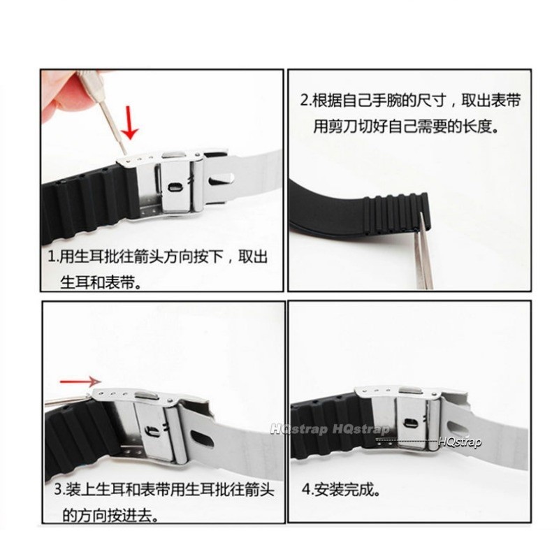 สายนาฬิกาข้อมือซิลิโคน 18 มม. 20 มม. 22 มม. 24 มม. สีดํา ทอง กันน้ํา แบบเปลี่ยน สําหรับผู้ชายและผู้หญิง