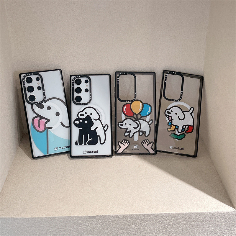 เคสโทรศัพท์มือถือแบบแข็ง ใส กันกระแทก ลายสุนัข Matsui พร้อมกล่องชาร์จแม่เหล็ก คุณภาพสูง สําหรับ Samsung Galaxy S24 S23 S22 Ultra S24 Plus