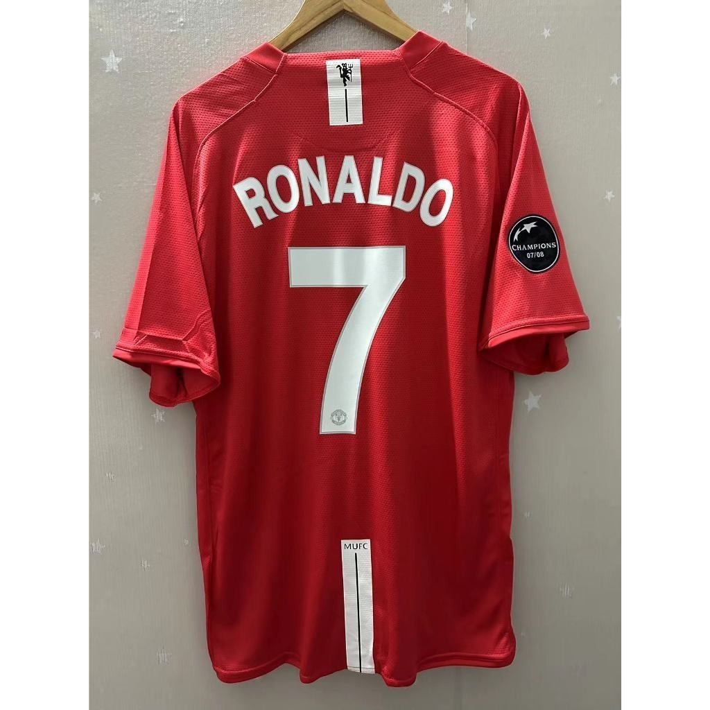 เสื้อกีฬาแขนสั้น ลายทีมชาติฟุตบอล Manchester United RONALDO ROONEY GIGGS 08 09 ชุดเหย้า คุณภาพสูง สไตล์เรโทร