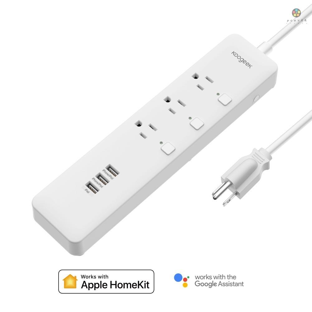 Koogeek รางปลั๊กไฟอัจฉริยะ Wi-Fi ควบคุมแยก 3 ช่อง รองรับ Alexa รองรับ Siri สําหรับ Apple HomeKit