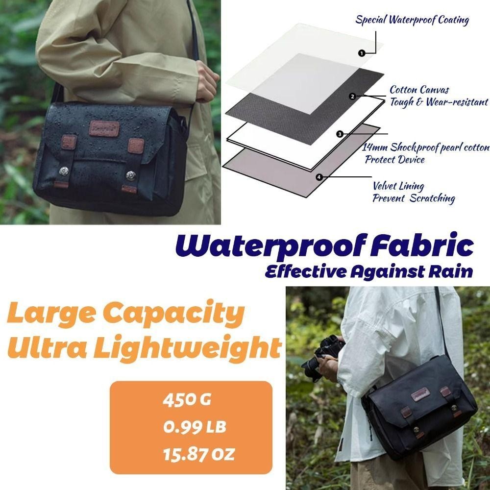 UUMIR กระเป๋ากล้อง, กระเป๋าถ่ายภาพที่ทนต่อการสึกหรอ Interlayer, กระเป๋าสะพายไนลอนกันน้ําแฟชั่นกลางแจ้ง