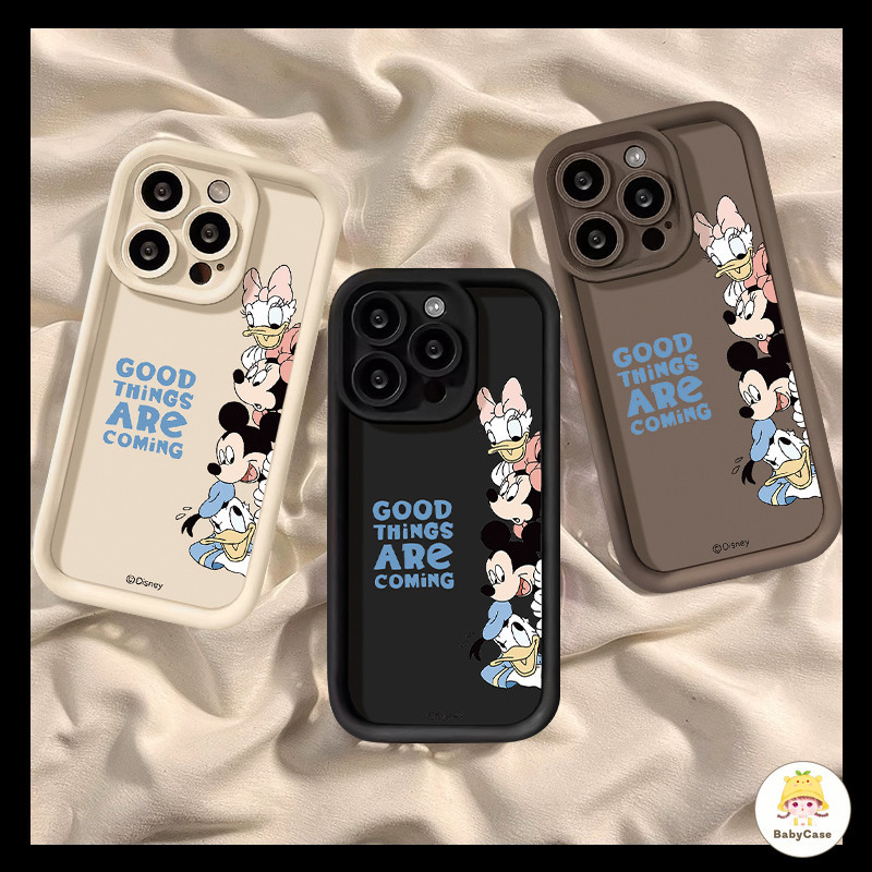 การ์ตูนน่ารักสีทึบมิกกี้มินนี่ซอฟท์เคสสำหรับ iPhone 15 11 13 14 12 Pro Max XR 7Plus 8Plus 15 8 7 6 6s Plus XS X Max SE