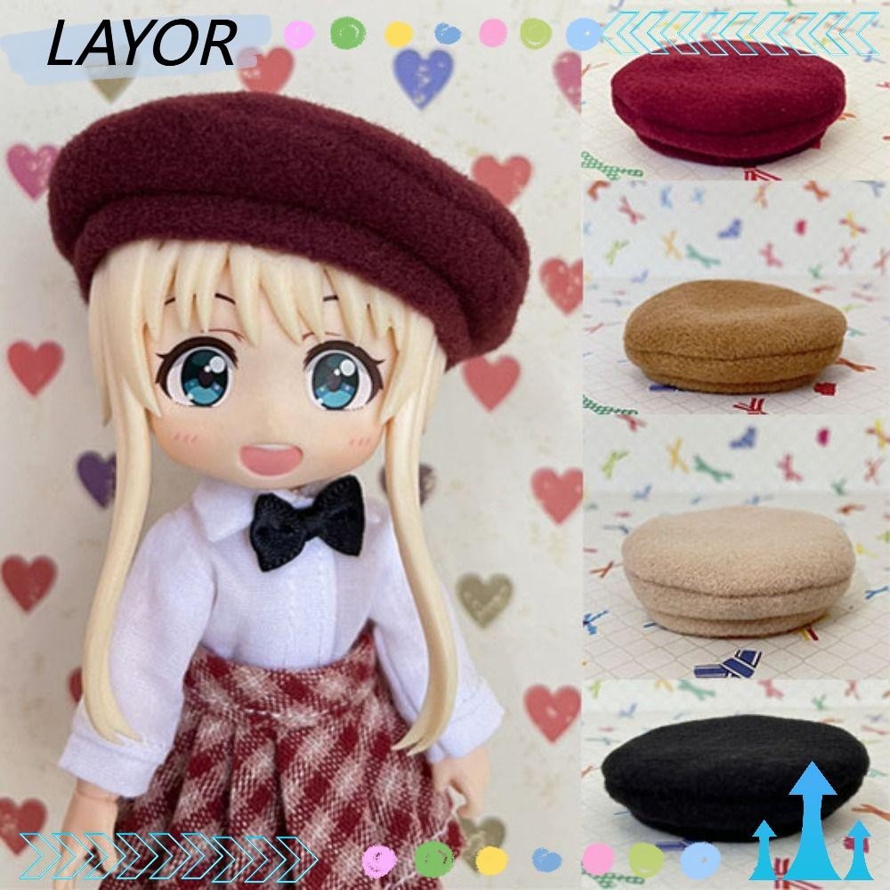 Lay หมวกเบเร่ต์ ผ้าวูล คุณภาพสูง อุปกรณ์เสริม สําหรับตุ๊กตา 1/11 OB11 1/12 BJD 5 สี