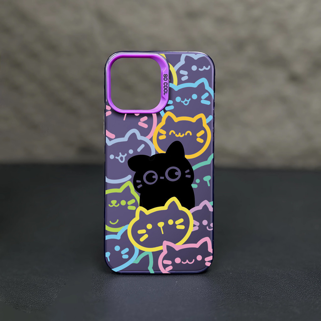 เคสโทรศัพท์มือถือแบบแข็ง กันกระแทก ลายแมวน่ารัก สําหรับ iphone 15 pro max 14 11 13 12 7 8 Plus X XR XSMax