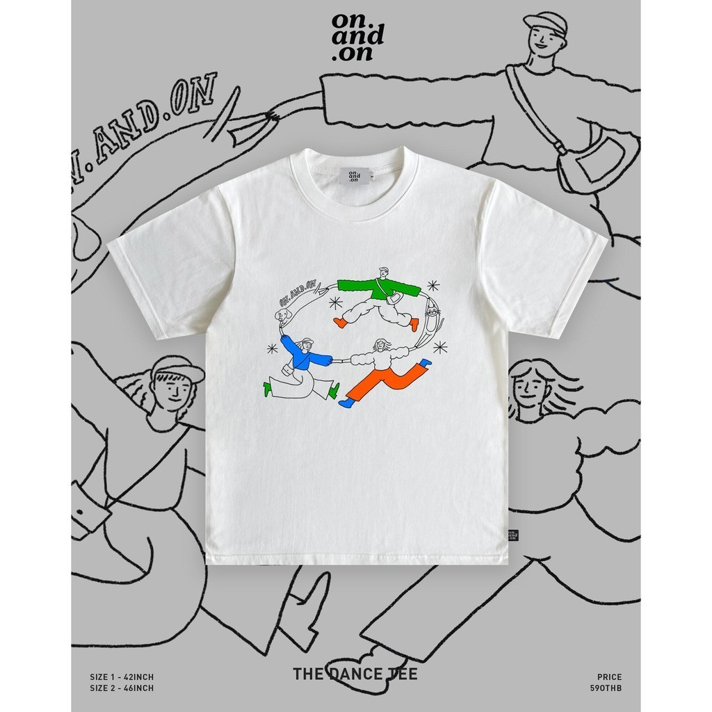 2024 on.and.on เสื้อยืดและเสื้อ crop ลาย the dance tee ผ้าฝ้ายใหม่พิมพ์ T-shirt