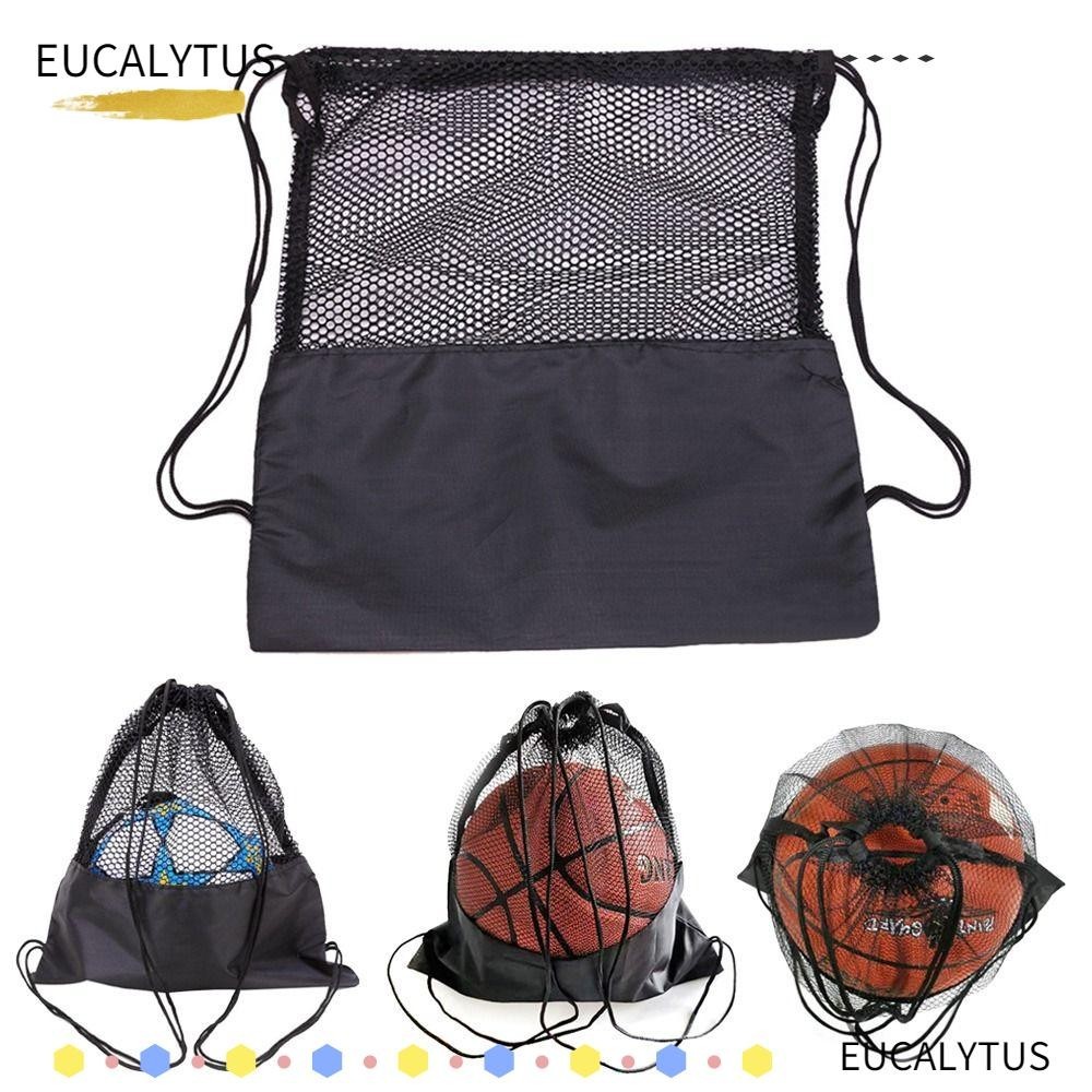 Eutus กระเป๋าเป้สะพายหลัง ผ้าตาข่าย แบบพกพา สีดํา สําหรับใส่ลูกบาสเก็ตบอล วอลเลย์บอล