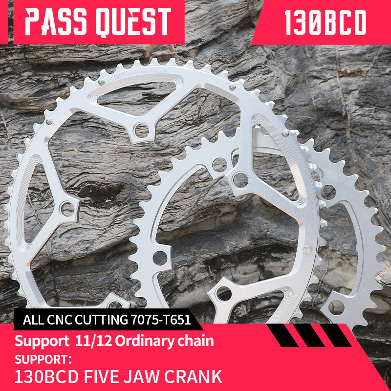 PASS QUEST 130BCD (5-bolt HOLLOW) 2X Sprocket สำหรับจักรยานเสือหมอบและพับได้