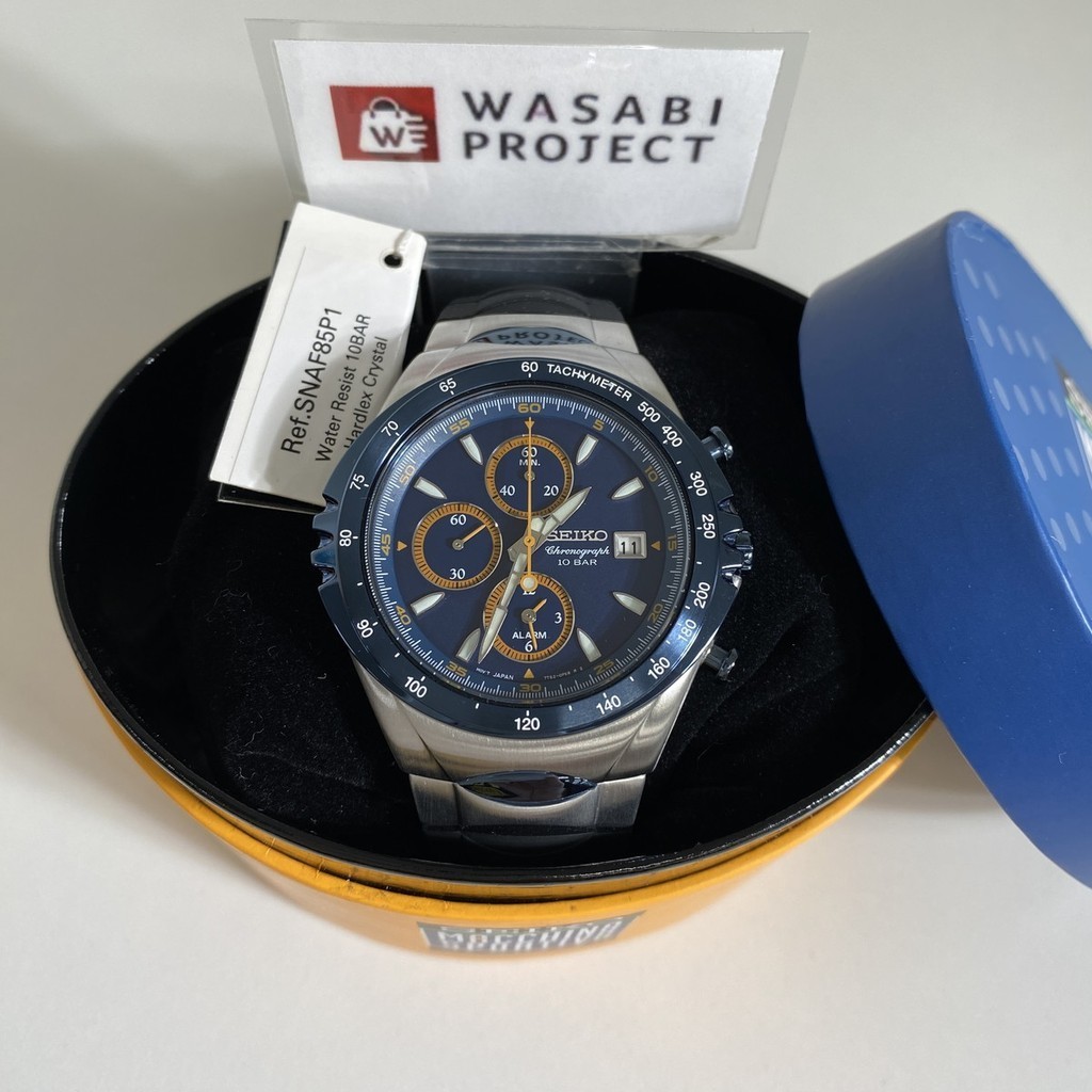 [Authentic★Direct from Japan] SEIKO SNAF85PC Unused GIUGIARO Quartz Hardlex SS Analog Blue Men Wrist watch  นาฬิกาข้อมือ