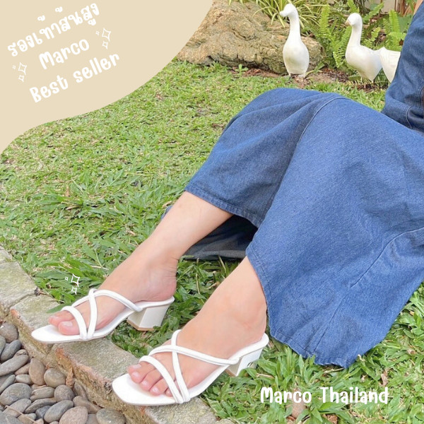 รองเท้าส้นสูง แบรนด์ Marco รุ่นA1030 สูง1.5นิ้ว แต่งสายไขว้หน้า ไซส์ 36-42