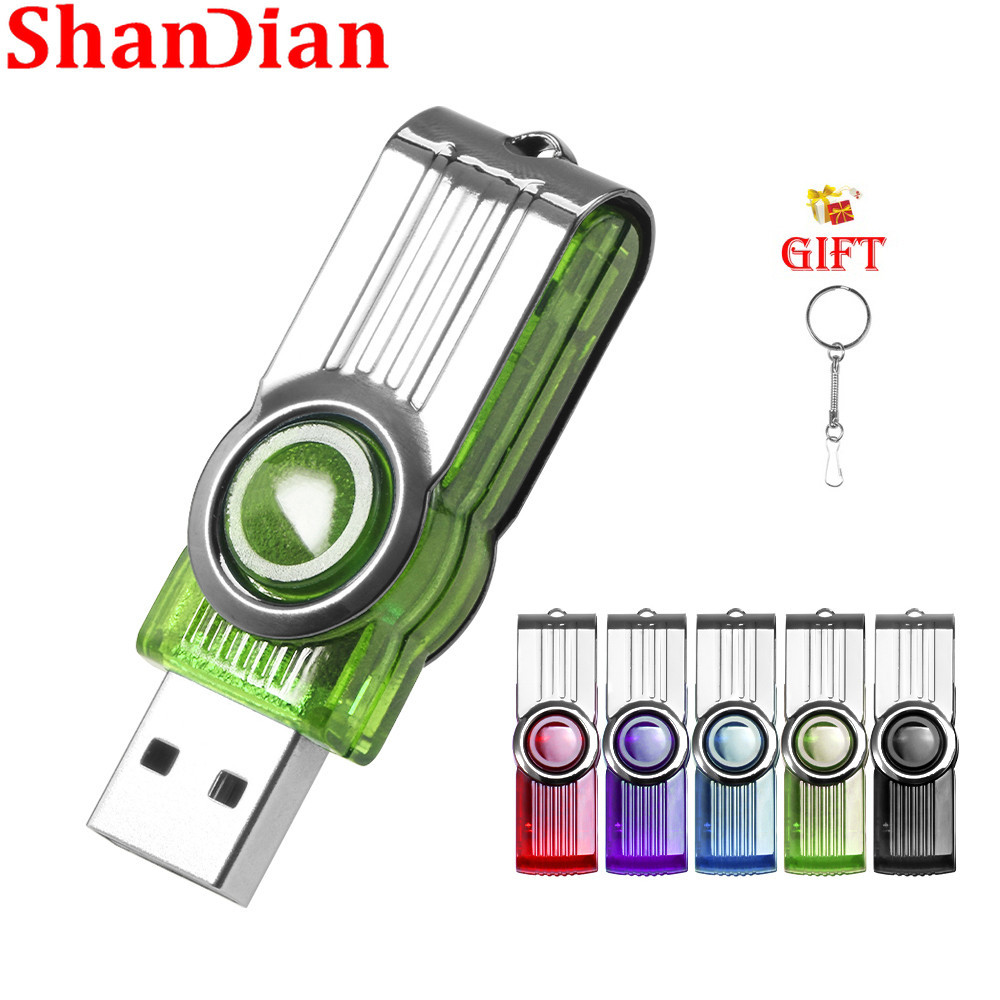 Shandian ความเร ็ วสูง USB 2.0 แฟลชไดรฟ ์ 128GB ฟรี Key Chain ปากกาไดรฟ ์ 64GB Rotatable Pendrive 32GB โลหะ Flashdrive 16GB Mini Thumbdrive 8GB ธุรกิจของขวัญ Memory Stick 4GB