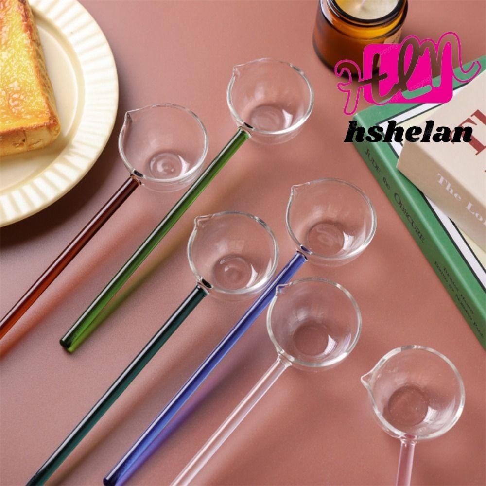 Hshelan ช้อนแก้ว ทนความร้อนสูง สีสันสดใส สําหรับคนแก้ว ห้องครัว บ้าน ช้อนผสม