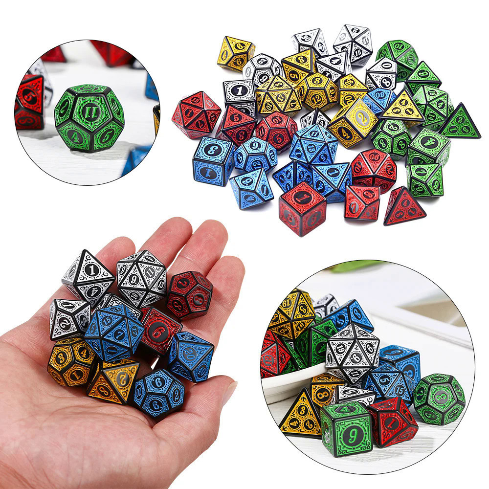 Multi-Sided 7-Die Dice Set Game Dice TRPG DND Accessories Polyhedral D4 D6 D8 D10 D12 D20 Dice For B