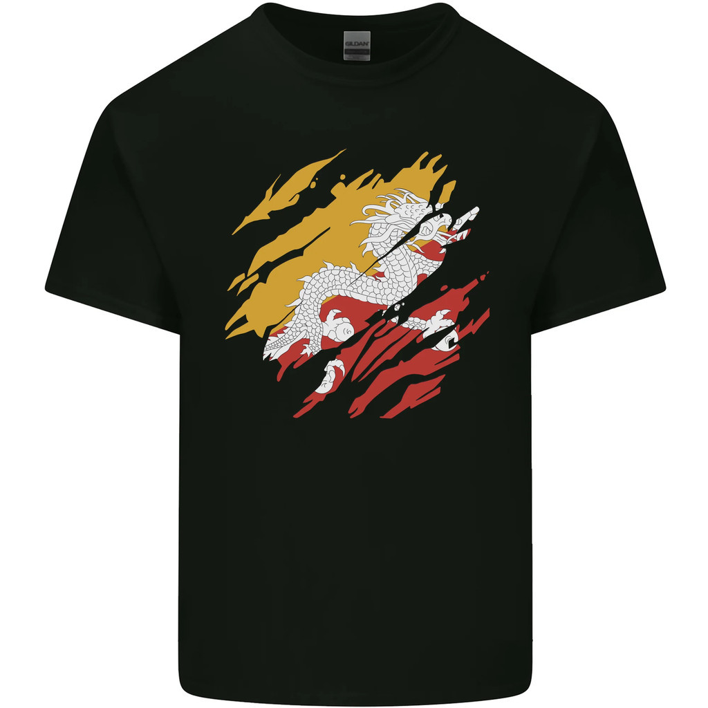 Torn Bhutan Flag Bhutainese Day Football Mens Cotton T-Shirt Tee Top