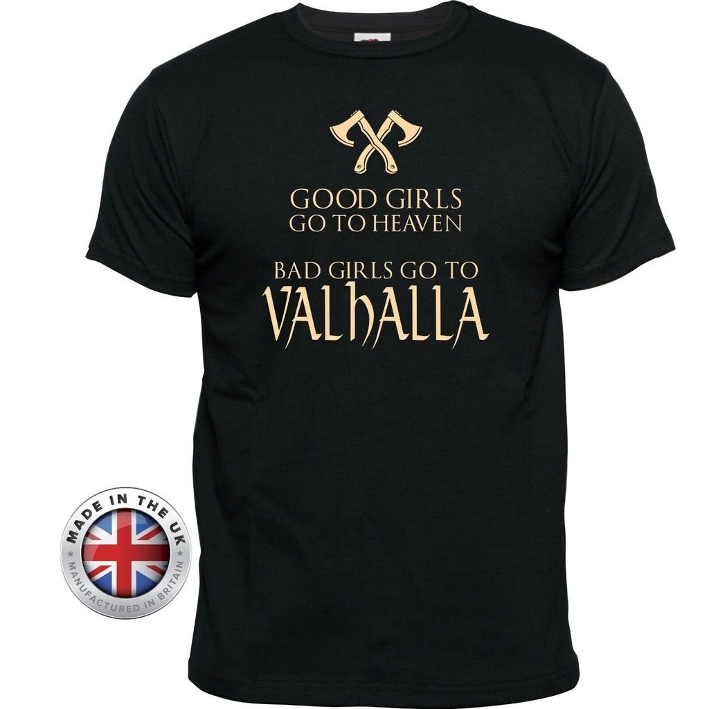 Vikings Valkyrie Bad Ls Go To Valhalla เสื้อยืดสีดํา ไม่จํากัดเพศ