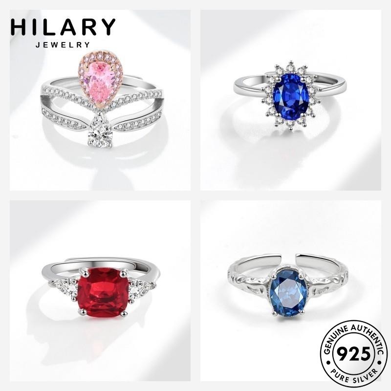 HILARY JEWELRY แฟชั่น แหวน แหวนปรับได้ เงิน ผู้หญิง แท้ 925 เพชร M120