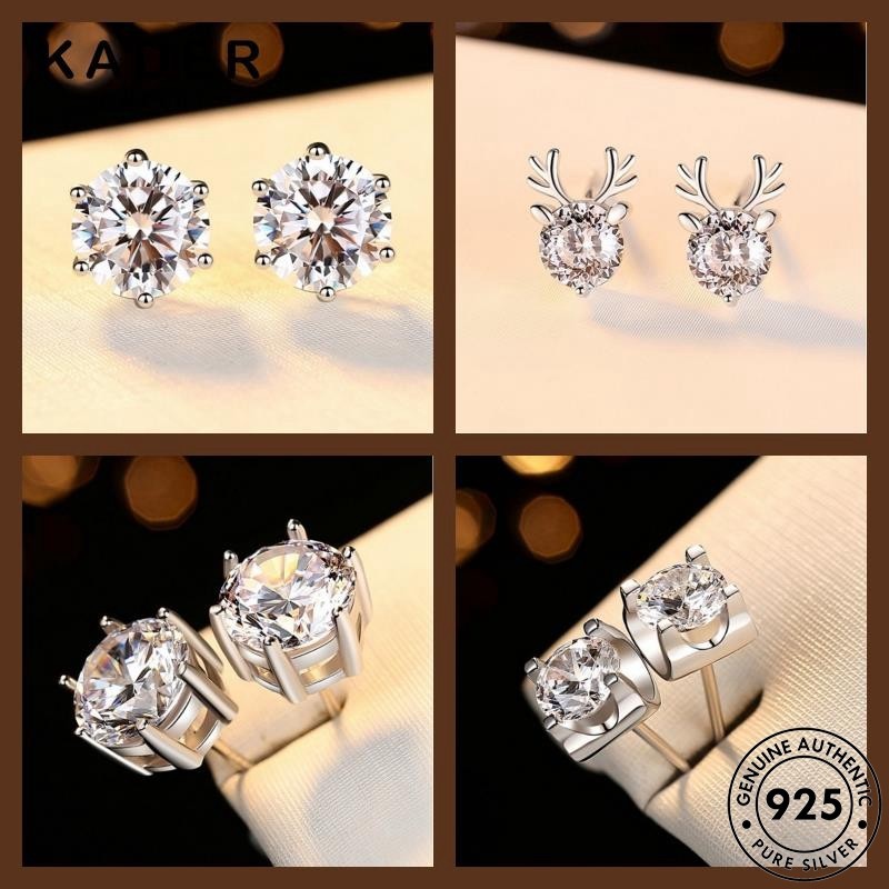 KADER JEWELRY เพชร 925 แท้ แฟชั่น ห่วง ต่างหู ตุ้มหู ผู้หญิง เงิน M135