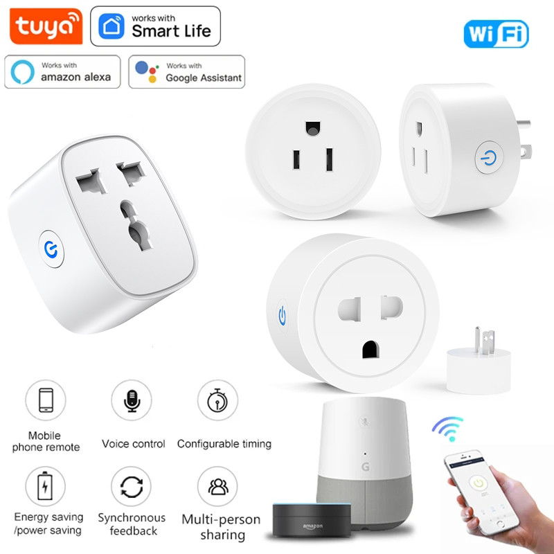 Tuya WiFi Smart Plug 20A 16A 10A พร ้ อมรีโมทคอนโทรล Power Monitor Google Home &Alexa การควบคุมเสียง