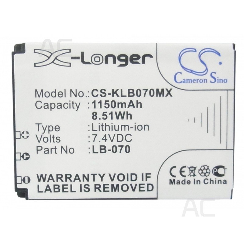 AC LB-070 for Kodak Pixpro S1 PIXPRO S-1 Camera Battery