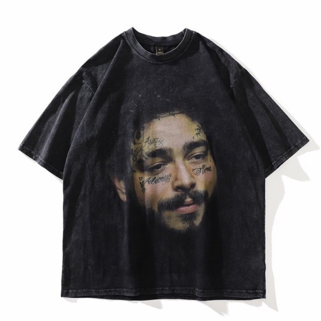 （จัดส่งตลอด 24 ชั่วโมง）HY post malone โอเวอร์ไซส์ เสื้อผ้าแฟชั่น สตรีท rapper travis ทราวิส 2pac ฮิต 2024มาใหม่