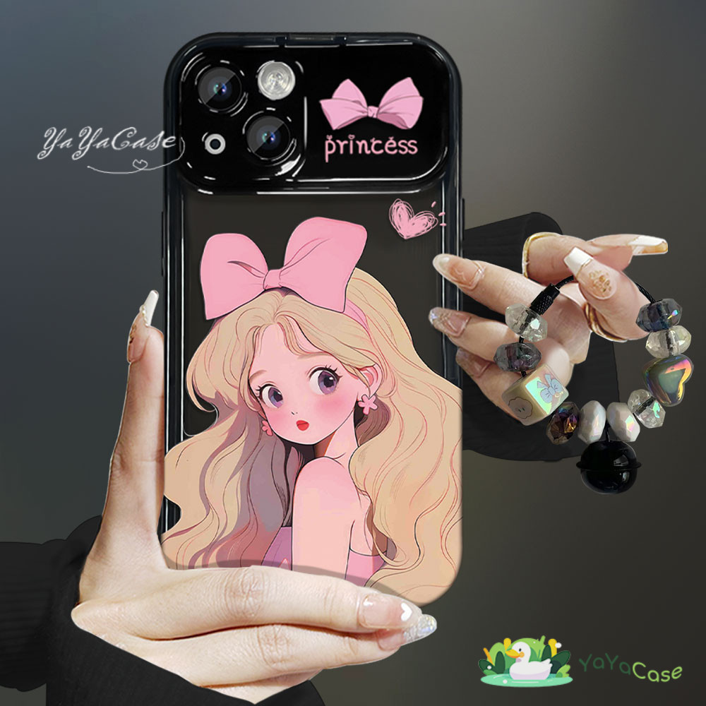 สำหรับ iPhone 11 13 CUTE CASE For เคสไอโฟน15 14 12 Pro Max X XR XS MAX 7 8 14 15 Plus สาวผมสีเหลือง กระจกแต่งหน้า เคส