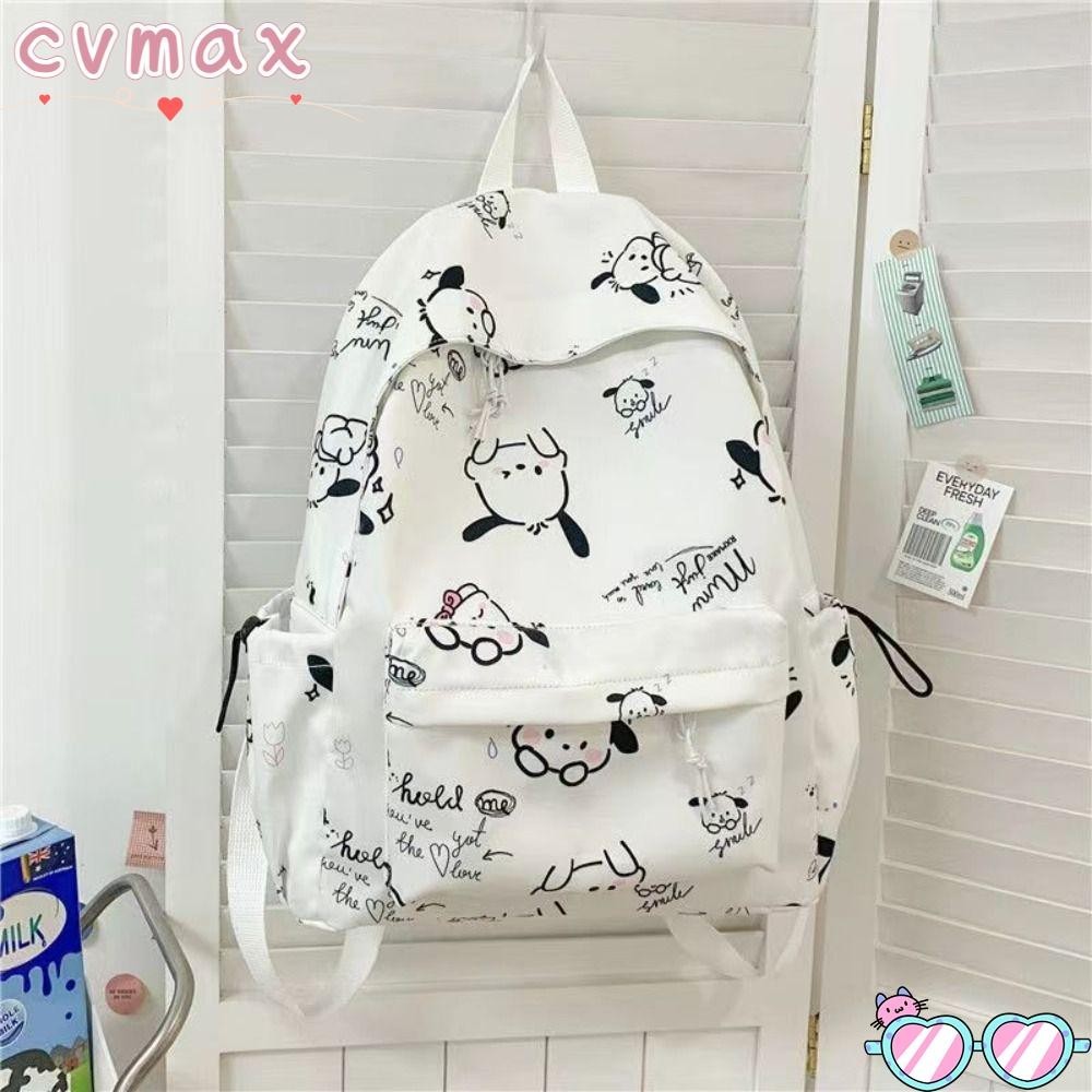 Cymx Sanrio Backpack, Simple Nylon Pochacco Schoolbag, ของขวัญแฟชั ่ นกระเป ๋ าหนังสือความจุขนาดใหญ ่ Travel