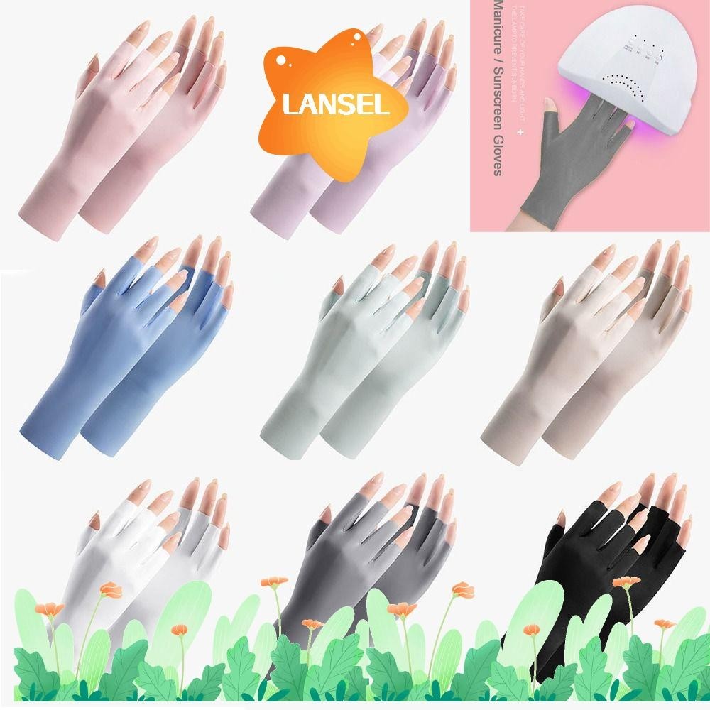 Lansel ครีมกันแดดถุงมือ, Anti-Uv Rays Led โคมไฟเล็บถุงมือ,เล็บรังสีหลักฐานเล็บป้องกันรังสียูวีปกป้องนิ้วมือผิวเล็บ Mittens ไดรฟ์