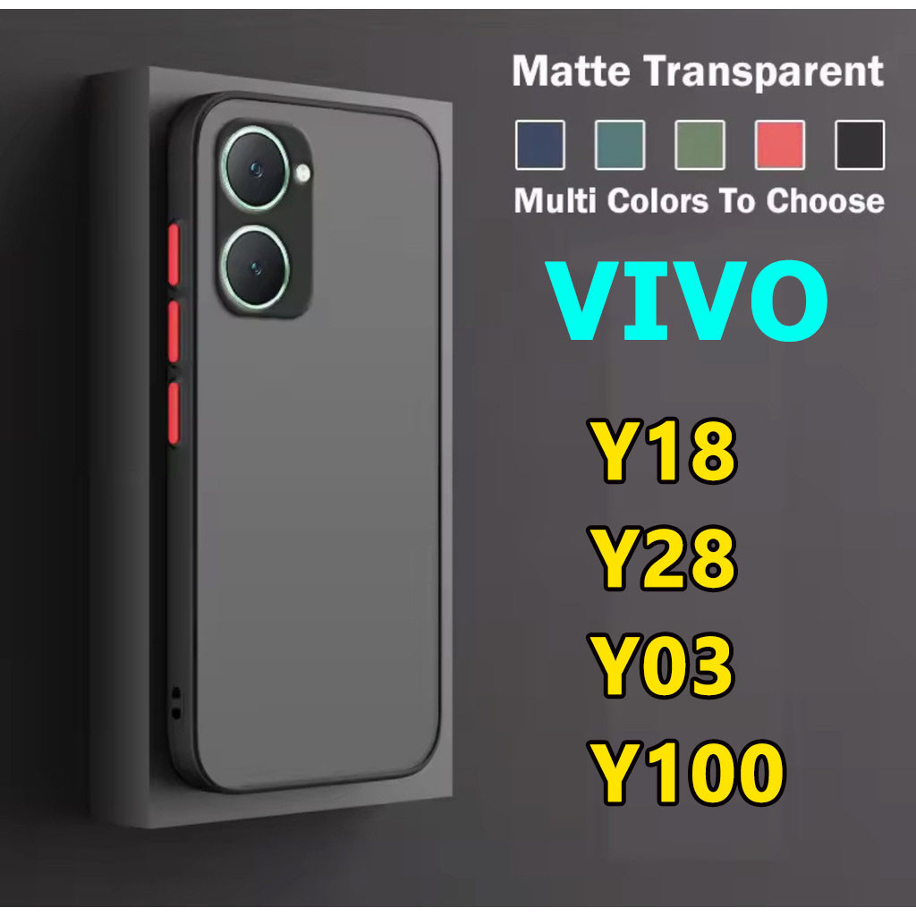 VIVO Y18 เคส ผิวด้าน สําหรับ VIVO Y18 Y28 Y03 Y100 5G Y27 Y27S Y36 Y78 Y02 Y02S Y02T Y20 Y21 Y12S Y3S ฟิล์ม เคสใส 025