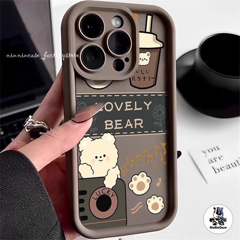 ส่งจากไทย เสียงหมีน้อย เคสโทรศัพท์มือถือ For iPhone 11 12 13 14 15 Pro Max XR X XS Max 6 7 8 Plus SE Soft Silicone เคส